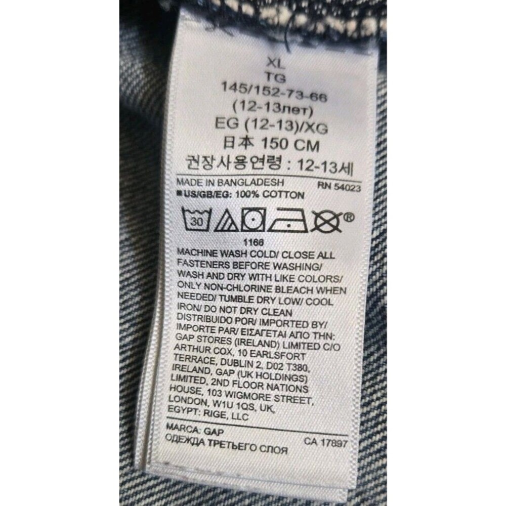 Girls Gap Denim Jacket XL Blue Classic Long Sleeve Jean Coat 100% Cotton - Picture 7 of 9